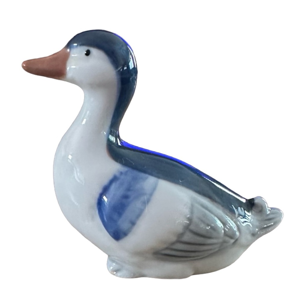 OTAGIRI Vintage Miniature Porcelain Duck Figurine 2 3/4” Hand Painted Japan